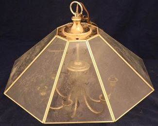 Lot# 2169 - Brass Hanging Chandelier w/G