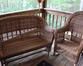 Wicker Rocker and Gliding Rocker Love Seat