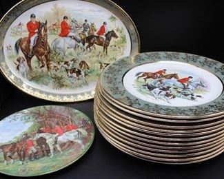 Fox Hunt Plates and Platter "Made in England for Brooks Brothers"
