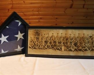 1940 Military Photo and Flag 