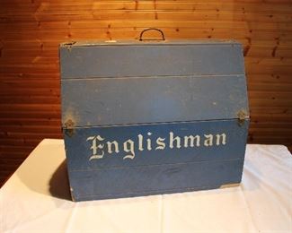 Awesome Vintage Wooden Tack Box "Englishman" 