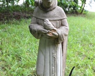 30" Tall Concrete Monk Statue 