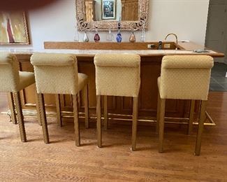 4 UPHOLSTERED BAR HEIGHT STOOLS