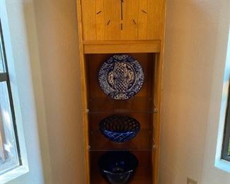 Midcentury Clock, blue serving dishes