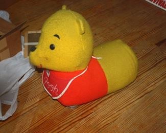 1970'S CHILD'S WINNIE THE POOH PLUCH RIDER TOY. FROM SEARS.  THIS IS THE SECOND ONE I HAVE SEEN IN 50 YEARS