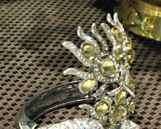 Bold Peacock Crystal Hinge Bracelet