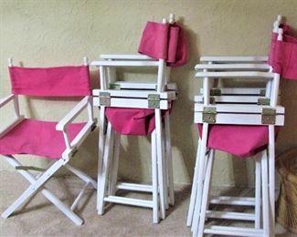 Pink Folding Director Chairs