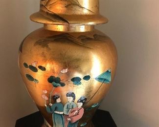 19" Tall ASIAN VASE/JAR WITH LID