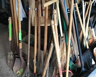 Large assortment of lawn and garden tools