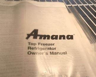 Paperwork of the Amana over under refrigerator freezer