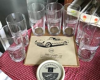 Set of 8 vintage Corvette glasses