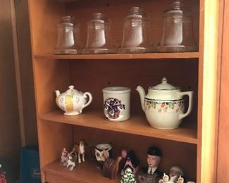 Vintage teapots,  glassware and knickknacks