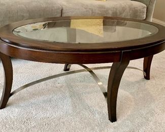 Item 22:  Glass Top Oval Coffee Table - 48"l x 28"w x 19"h:  $225