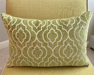 Item 48:  Down Pillow, green and cream pattern - 22.5" x 15":  $35