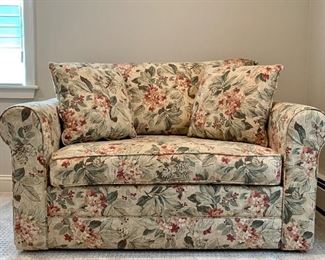 Item 64:  Ellis Home Furnishings Twin Sleeper Sofa with Great Storage Ottoman! - 52"l x 26"w x 29"h:  $395