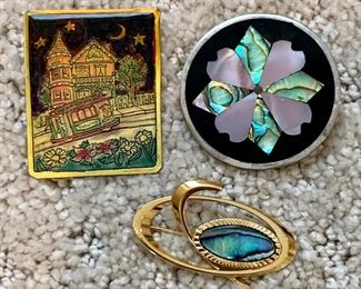 Lot 2:  Assorted Pins with Abalone -:$12