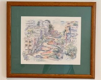 Item 71:  Watercolor of Lombard Street (San Francisco) - 19.5" x 17": $85