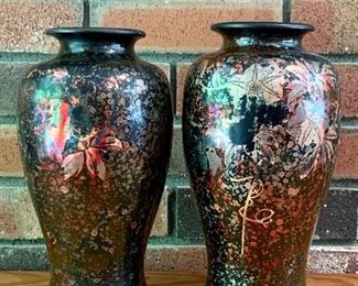 Item 93:  (2) Decorative Vintage Japanese Vases  - 3.5" x 10.5": $75