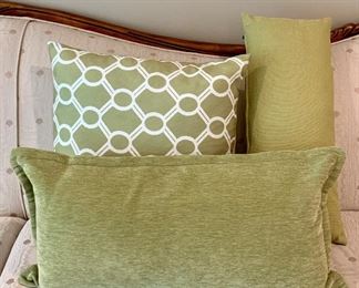 Item 135:  Lot of Assorted Size Pillows: Green/Cream Pattern - $65