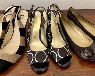 Item 291:  Left - Anne Klein (black and tan) -Middle - Unisa (black and white) and Right - Naturalizer (round toe with patent leather) $12 each