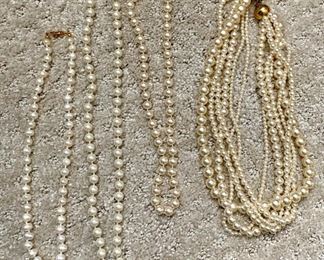 Lot 12:  Lot of 4 pearl necklaces: $12