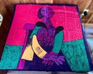Item 318:  Picasso Silk Scarf- pink, blue and purple:  $25