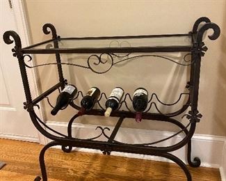 Wrought Iron wine storage console table