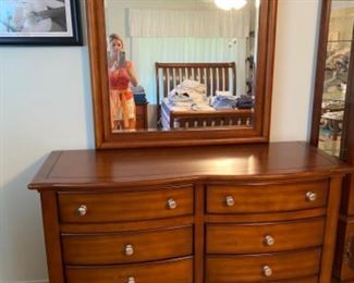 Long dresser and mirror included in the set