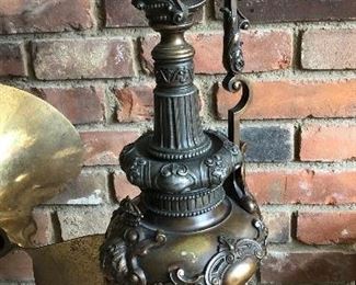 Very large bronze floor urn