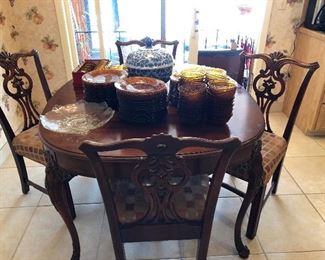 Vintage mahogany breakfast size table and 4 chairs