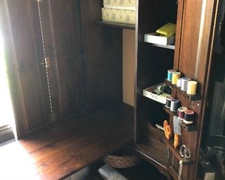 Sewing cabinet open