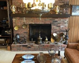 Lane walnut Mid Century 2 drawer coffee table, vintage Pyrex etc