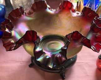 Beautiful Victorian glass brides basket