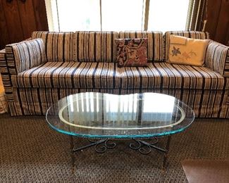 Glass top coffee table And king sofa bed