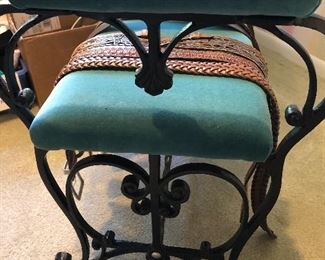 There is a selection of iron benches throughout the house