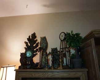 owls, clock, decor