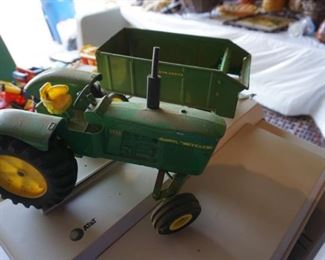John Deere toy tractor,  wagon