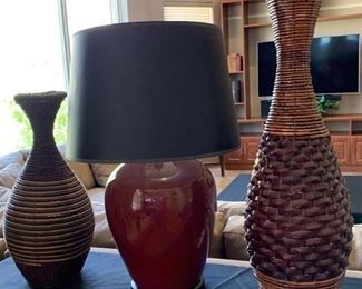 Ginger Jar Lamp, Basketweave Vases