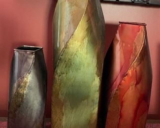 Set/3 Metal Vases