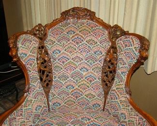 Closeup of details, women, dragons and musical instruments