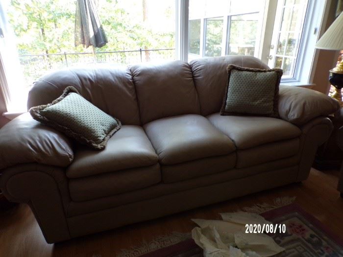 cream/taupe leather sofa