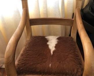 Southwest Light Wood and Cowhide Chairs