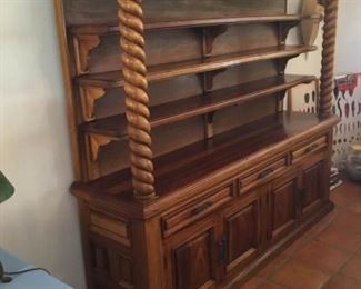 Unique Large Oak Display Cabinet