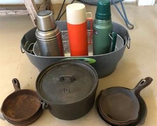 Vintage Cast Iron Pots Pans  Camping Necessities