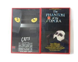 Nice pair of framed Cats and Phantom of he Opera theater posters in good condition, they measure 14'' x 22'' each - $15 each