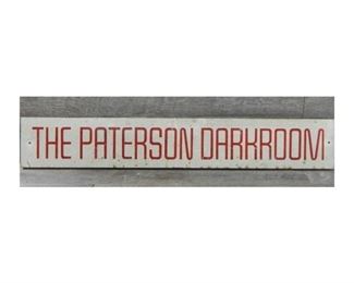 Long vintage pressed steel The Paterson Darkroom sign, the sign shows years of storage and is in good solid condition, the sign measures 38'' x 6'' - $25