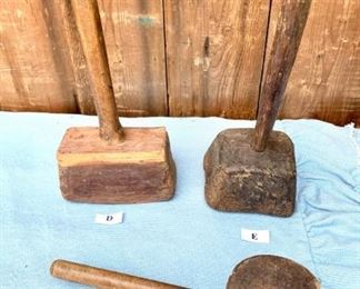 Old mallets, antique, barn find. $20 each. Specify what letter next to the mallet you wish to purchase.