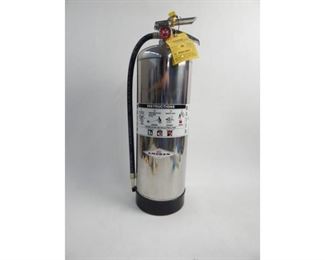 Amerex brand tall polished steel full Fire Extinguisher in good condition, the piece stands 24'' tall water.   $22
