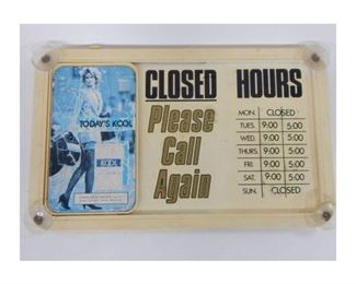 Old Kool Cigarettes advertising plastic Open/Close door sign, the sign shows years of use with fading and is in good solid shape, the sign measures 11'' x 18''   $32.00