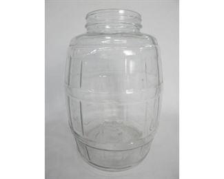 Nice large size embossed glass pickle barrel in good condition, the barrel measures 81/2'' wide and 13'' tall $10